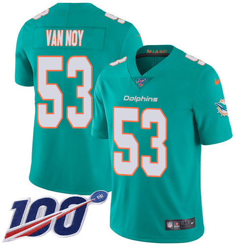 Miami Dolphins #53 Kyle Van Noy Aqua Green Team Color Men Stitched NFL 100th Season Vapor Untouchable Limited Jersey->miami dolphins->NFL Jersey